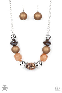 A Warm Welcome Paparazzi Brown and Copper Necklace