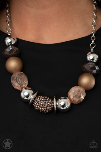 A Warm Welcome Paparazzi Brown and Copper Necklace