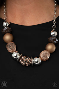 A Warm Welcome Paparazzi Brown and Copper Necklace