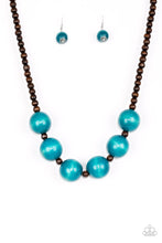 Load image into Gallery viewer, Oh My Miami Paparazzi Blue Wood Necklace