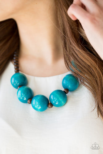 Oh My Miami Paparazzi Blue Wood Necklace