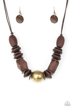 Load image into Gallery viewer, Grand Turks Getaway Paparazzi Brass Wood Necklace