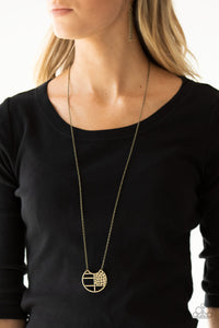 Abstract Aztec Paparazzi Brass Necklace