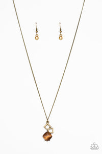 Stylishly Square Paparazzi Brass Necklace