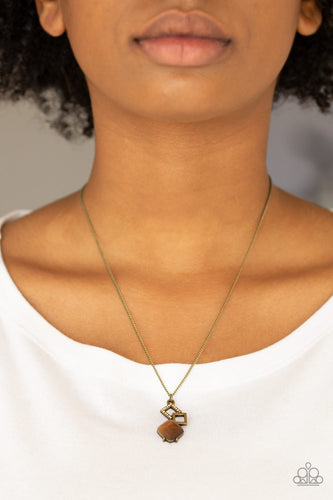 Stylishly Square Paparazzi Brass Necklace