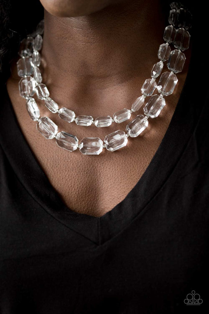 Ice Bank Paparazzi White Bead Necklace