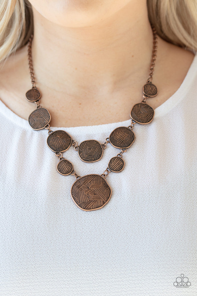 Metallic Patchwork Paparazzi Copper Necklace