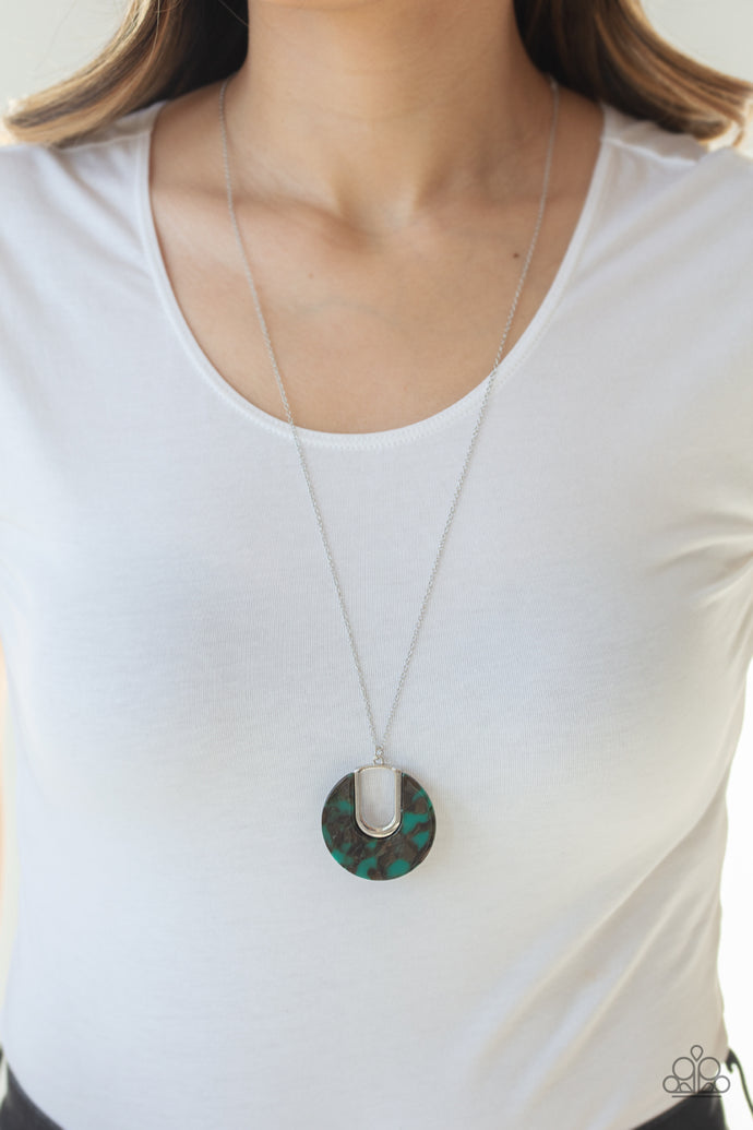Setting The Fashion Paparazzi Green Acrylic Necklace
