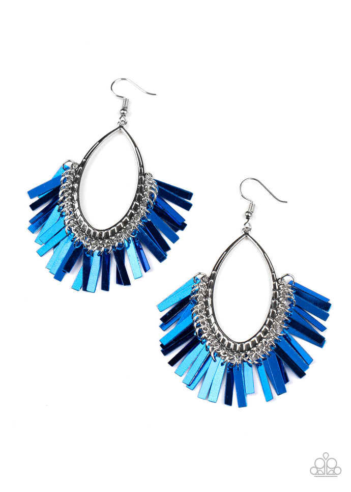 Fine-Tuned Machine Paparazzi Blue Earrings