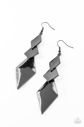 Danger Ahead Paparazzi Black Earrings