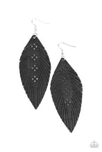 Load image into Gallery viewer, Wherever The Wind Takes Me Papazzai Black Leather Earrings