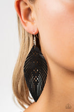 Load image into Gallery viewer, Wherever The Wind Takes Me Papazzai Black Leather Earrings