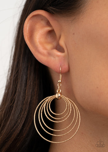 Elliptical Elegance Paparazzi Gold Earrings