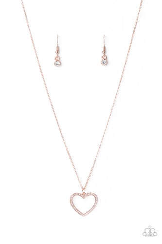 GLOW by Heart Paparazzi Rose Gold Necklace