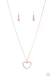 GLOW by Heart Paparazzi Rose Gold Necklace