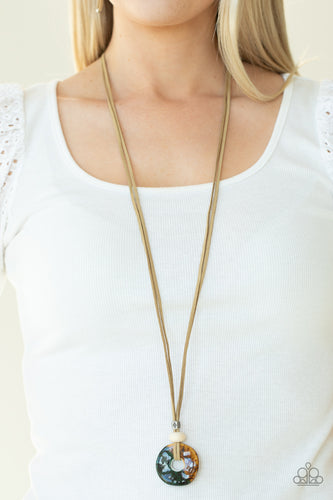 Primal Paradise Paparazzi Brown Necklace with Tan Suede