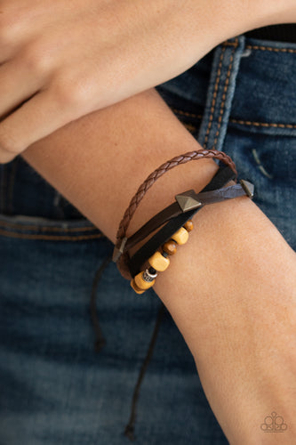Solo Climb Paparazzi Brown Urban Wood Bracelet