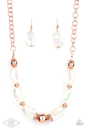 Iridescently Ice Queen Paparazzi Copper Necklace