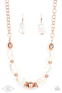 Iridescently Ice Queen Paparazzi Copper Necklace