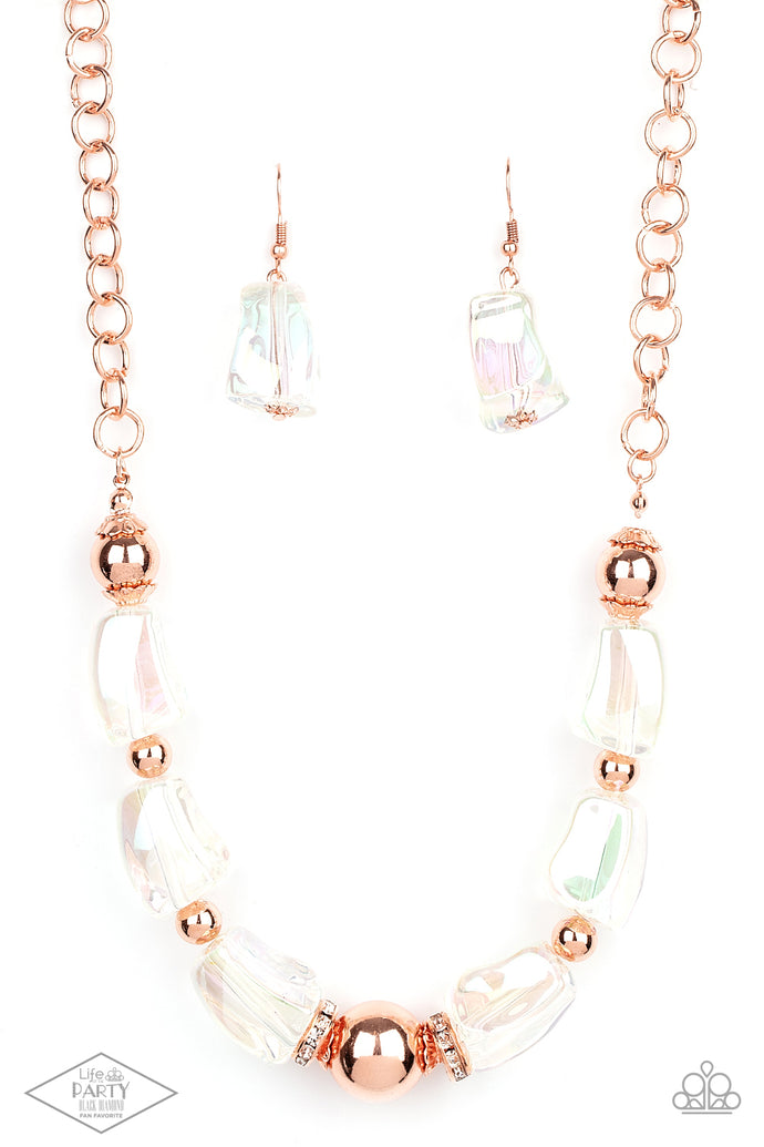 Iridescently Ice Queen Paparazzi Copper Necklace