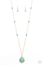 Load image into Gallery viewer, Go Tell It On The MESA Paparazzi Gold Turquoise Necklace