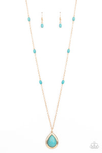 Go Tell It On The MESA Paparazzi Gold Turquoise Necklace