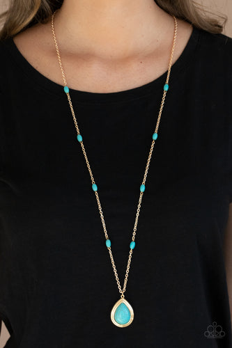 Go Tell It On The MESA Paparazzi Gold Turquoise Necklace