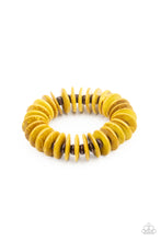 Load image into Gallery viewer, Caribbean Reefs Paparazzi Yellow Wood Bracelet