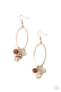 Golden Grotto Paparazzi White Stone on Gold Earrings