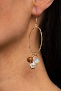 Golden Grotto Paparazzi White Stone on Gold Earrings