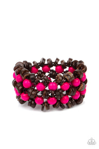 Tahiti Tourist Paparazzi Pink Wood Bracelet