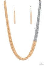 Load image into Gallery viewer, Metallic Merger Paparazzi Gold Silver Necklace