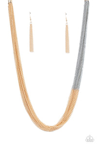 Metallic Merger Paparazzi Gold Silver Necklace