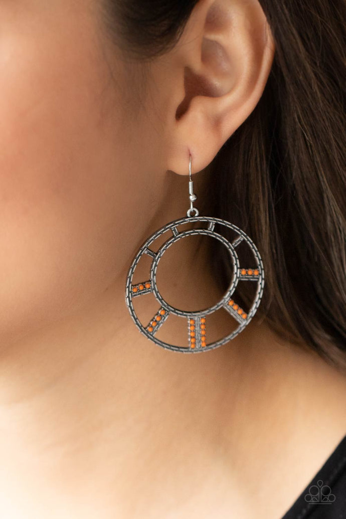 Fleek Fortress Paparazzi Orange Earrings