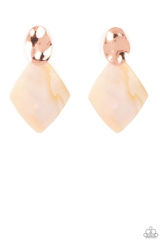 Alluringly Lustrous Paparazzi Copper Earrings