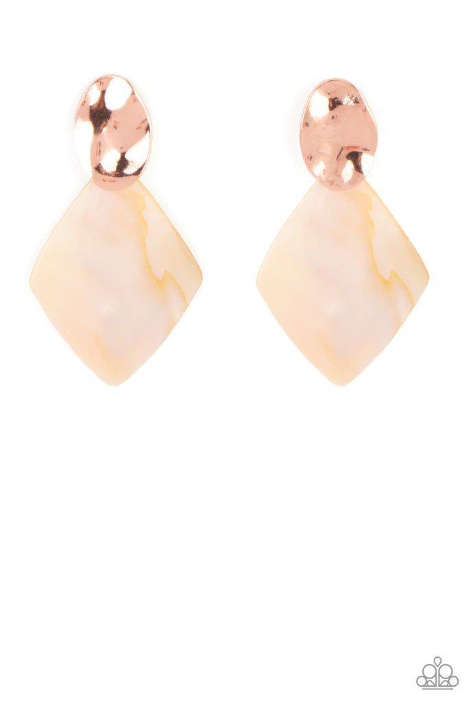 Alluringly Lustrous Paparazzi Copper Earrings