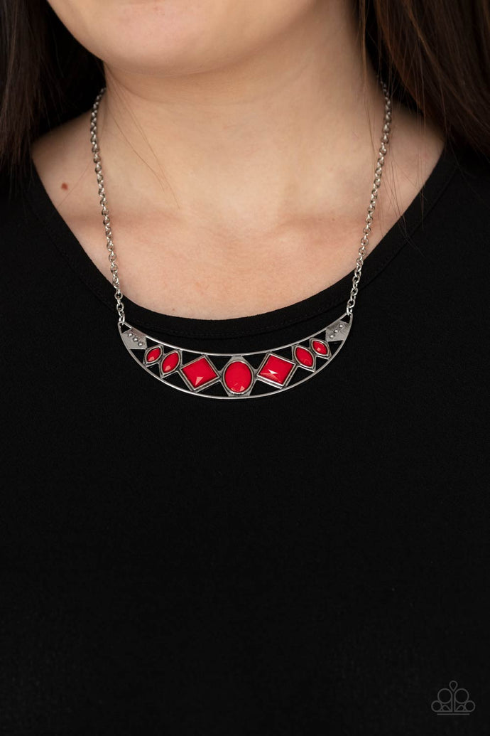 Emblazoned Era Paparazzi Red Bead Necklace