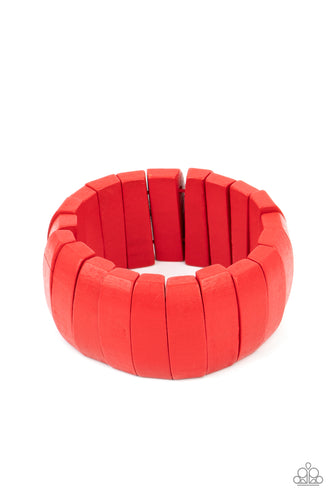 Raise The BARBADOS Paparazzi Red Wood Bracelet