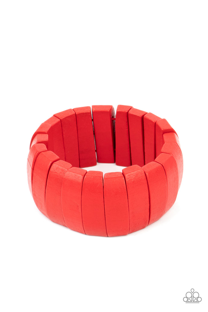 Raise The BARBADOS Paparazzi Red Wood Bracelet