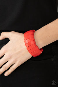 Raise The BARBADOS Paparazzi Red Wood Bracelet