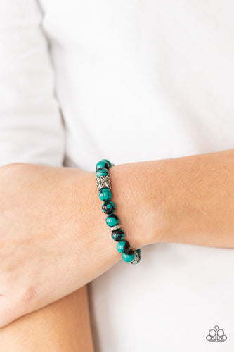 Garden Zen Paparazzi Black Green Bead Bracelet