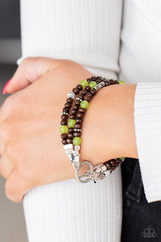 Woodsy Walkabout Paparazzi Green Bead Bracelet