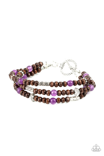 Woodsy Walkabout Paparazzi Purple Wood Bracelet