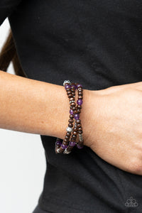 Woodsy Walkabout Paparazzi Purple Wood Bracelet