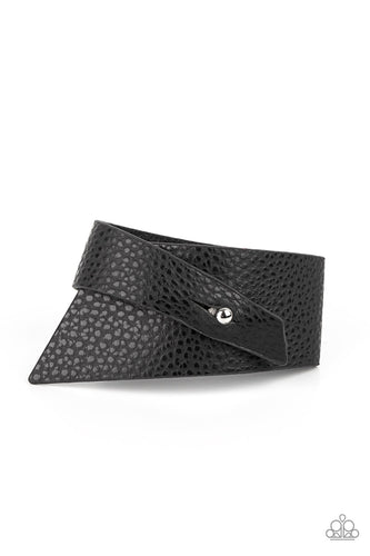 PIECE Offering Paparazzi Black Leather Bracelet