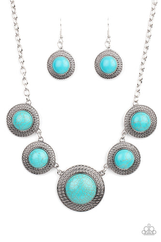 Circle The Wagons Paparazzi Blue Stone Necklace