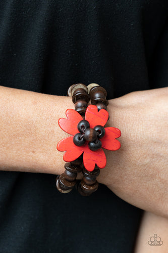 Tropical Flavor Paparazzi Red Wood Bracelet