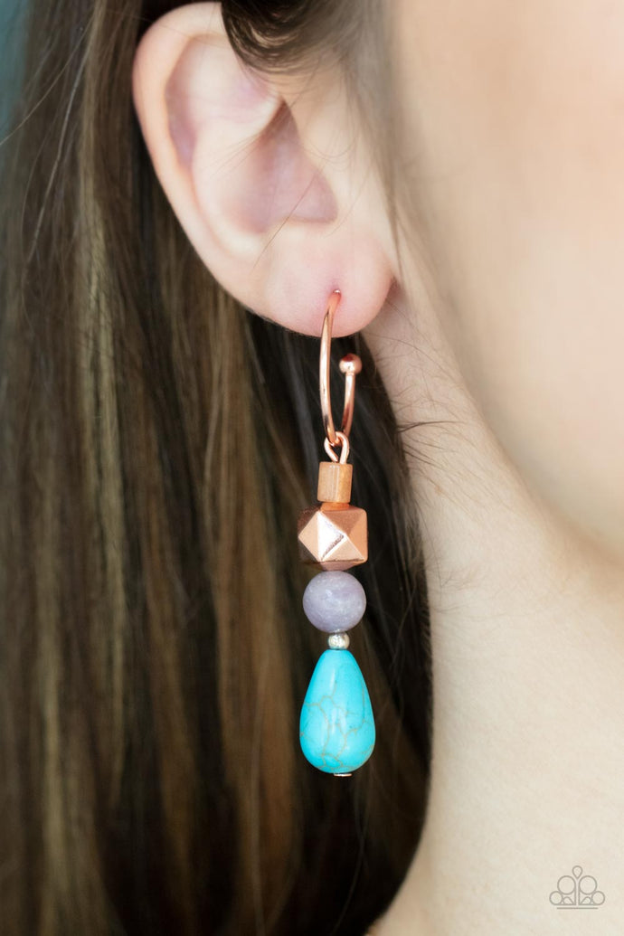 Boulevard Stroll Paparazzi Copper and Gold Earrings