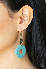 Load image into Gallery viewer, Earthy Epicenter Paparazzi Brass Blue Stone Earrings