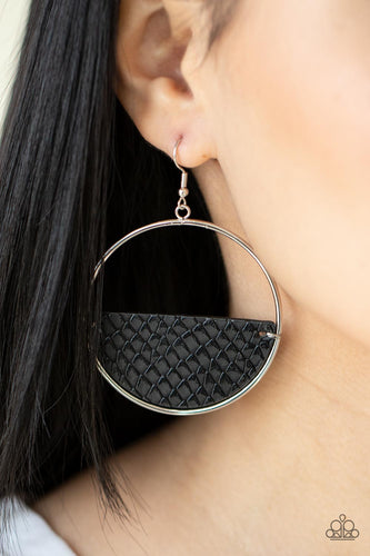 Animal Aesthetic Paparazzi Black Leather Earrings